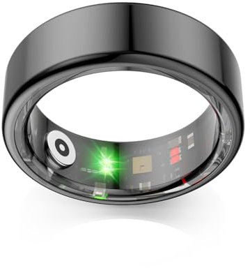 ASIEIT 5.0 -kompatibler Herzfrequenz-, IP68 und 5 ATM, wasserdicht, Multi-Sport-Modi, tragbar, R02 Smart Ring, Fitness-Ring for for (Schwarz 9)