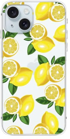 Fancy Case FancyCase Schutzhülle für iPhone 15, 15,5 cm (6,1 Zoll), tropischer Zitronen-Stil, niedliches Cartoon-Früchte-Muster, flexible TPU-Schutzhülle, transparent, Zitronen-Stil, FC-87710