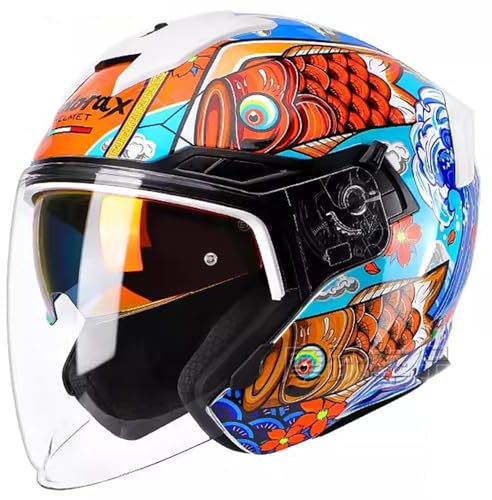 GJAGXQ Motorcycle Flip-Up Helmet Integrated Motorcycle Helmet with Anti-Fog Double Visor ECE Certification Breathable Moped Helmet Motocross Helmets for Adults, Men and Women Racing Helmet