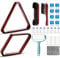 ShinyRelief 22 Set Pool Table Brush Set Wooden Billiard Ball Rack 8 Ball Triangle/ 9 Ball Diamond for 2-1/4 Pool Ball with Polish Cloth Sticky Lint Roller Pool Cue Chalk Cube Accessories (Wine Red)
