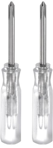 sourcing map 2Pcs PH0 Mini Phillips Screwdriver 2mm Magnetic Cross Head 45mm Length for Small Appliances Repairs, Transparent