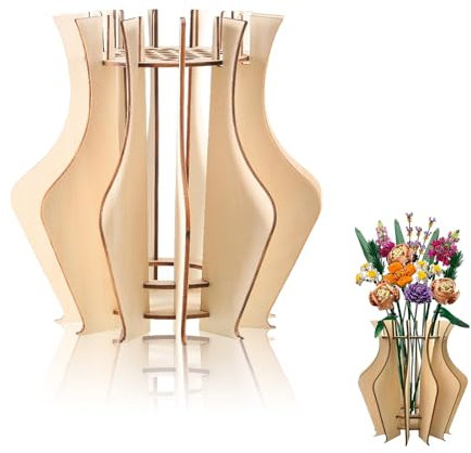 LERANXIN Blumenvase für Blumenstrauß Baukasten – Holz Vase mit 33 Blumenplätzen, Kreative Dekoration für Ständer & Tisch