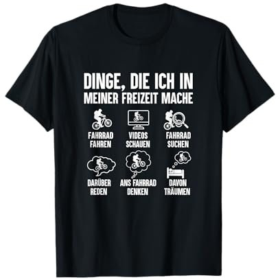 Lustige Fahrrad Shirts Dinge Die Ich In Meiner Freizeit Mache Fahrrad Mountainbike T-Shirt Schwarz Unisex Klein Klassisch U-Ausschnitt Kurzarm