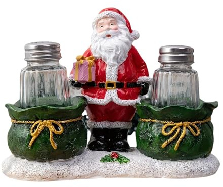 Salero de Navidad, salero con bandeja para cocina, bonito recipiente de condimentos, dispensador de azúcar decorativo para cocina