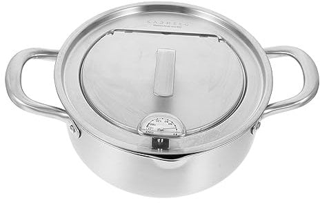 Cabilock Olla para Freír De Acero Inoxidable 304 Freidora con Control De Temperatura Sarten Sarten INOX Freidora para Tempura