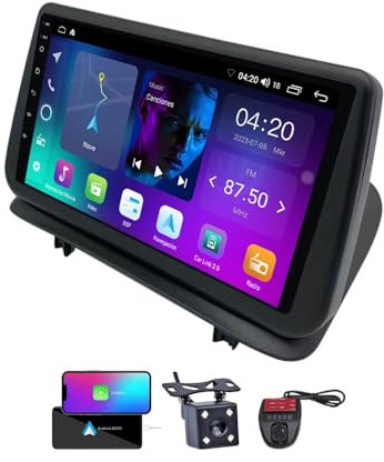 Radio para coche HTXPSM Android 13 para Renault Clio 3 2005-2014 - Carplay Android Auto - Radio FM AM RDS con pantalla táctil de 9 pulgadas con DSP/4G WiFi/controles en el volante/cámara de respald
