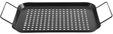 MagiDeal Padella per Grigliare Vassoio per Grigliare Barbecue Piastra per Grigliare Pentole Padella per Grigliare in Ferro Cestino per Grigliare per Feste, 34.9 Cm X 18.5 Cm X