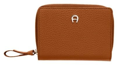 Aigner Damen Geldbörse Vika, Cognac, Rindsleder, Münzfach mit Reißverschluss