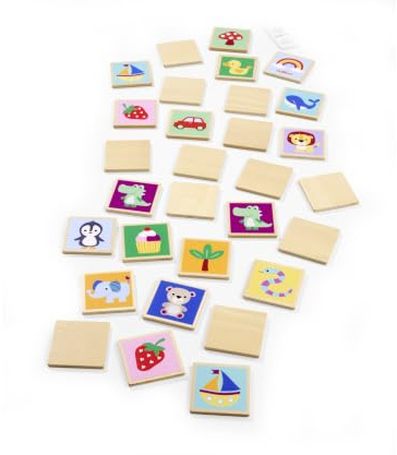 Eichhorn – Games – Erinnere Dich, Memory Spiel mit 15 Tiermotiven und Gegenständen, 5x5 cm groß, 30 teilig, aus Lindensperrholz, ab 3 Jahren