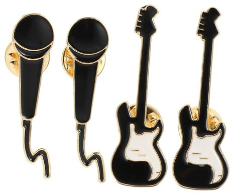 DEARMAMY Brosche Pin Mikrofon Und Gitarre Anstecker Für Kleidung Taschen Und Dekoration üße Rockmusik Accessoires Für Fans Und Musiker