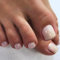 SXVME Glitter White Press on Toes Nails Short Square, Sparkle Shiny Fake Toe Nails Glue on, Bling Toe Press on Nails for Women, Summer Glossy Gel ToeNails Acrylic for Decoration 24 Pcs
