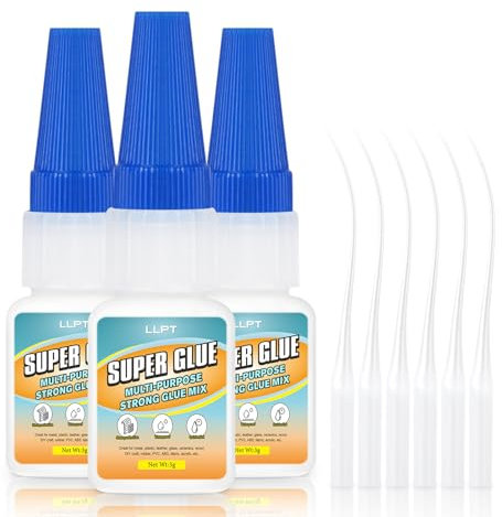 LLPT Super glue | Net 3g | Superpegamento transparente multiusos con tapa antiobstrucción | Adhesivo fino fuerte y súper rápido profesional | metal cerámica (LSG003-3E) | 3 Packs