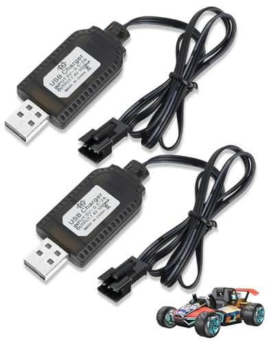 SM-3P Câble Chargeur USB Lipo 2S 7.4V, 2 Pièces pour Batterie RC Compatible avec Voiture Télécommandée Drone Bateau Avion Hélicoptère, LED Indicateur Protection Surcharge Recharge Sécurisée