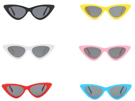 YANGWEN 6 Stück Neon Brillen Set, Cateye Sonnenbrille für Damen,Sonnenbrillen für Damen Party, Themenpartys, Kostümanpassungen, Reisen