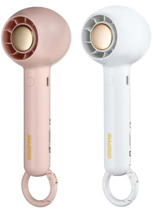 GEEPAS Rechargeable Fan - Pack of 2 | Mini Portable USB Fan for Travel Camping Office Outdoor Women Men | Handheld 1200mAh 2 Speeds, 4Hr Run Time | Ultra Quiet 125gm Lightweight Design | Pink & White