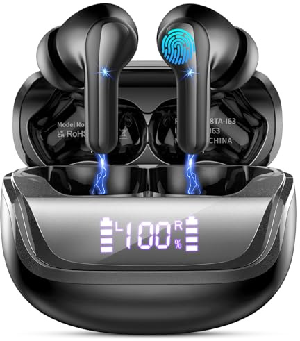 Bluetooth Kopfhörer, Kopfhörer Kabellos Bluetooth 5.4 3D HiFi Stereo, In Ear Kopfhörer mit 4 ENC Noise Cancelling Mics, IP7 Wasserdicht Ohrhörer, 50 Std Spielzeit Kabellose Kopfhörer mit LED-Anzeige