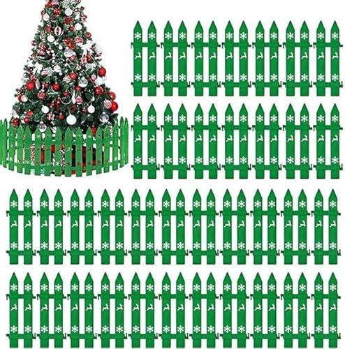 Weihnachtsbaum-Zaun-Dekorationen, 11,3 x 28 cm, Kunststoff, grün, Lattenzaun, dicke Lattenzaunpaneele für Weihnachtsbaum, Haustiere, Party, Garten, Heimdekoration (Montage erforderlich), 36 Stück