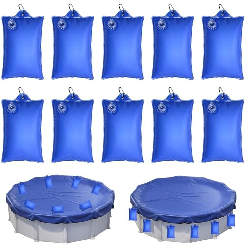 Unidades Bolsa Colgante para Cubierta de Piscina,10 Piezas Pesas para Piscina con Gancho,Bolsa de Agua Cobertor Piscina,Bolsa Colgante para Llenar la Piscina de Invierno