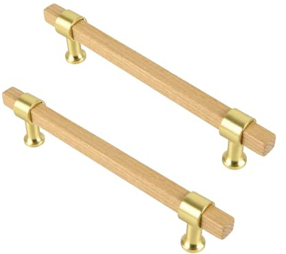 TopHomer Schubladengriffe aus Holz, Zinklegierung, Möbelgriffe mit Schrauben, für Schlafzimmer, Badezimmer, Küche, Schränke, Türbeschläge, 128 mm, 4 Stück