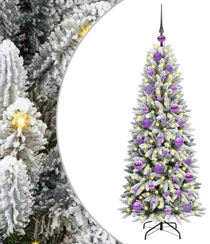 Gecheer Albero di Natale artificiale Bianco, design funzionale, 53 x 53 x 120 cm, PVC, decorazioni festive, luci LED, per spazio interno ed esterno, atmosfera accogliente