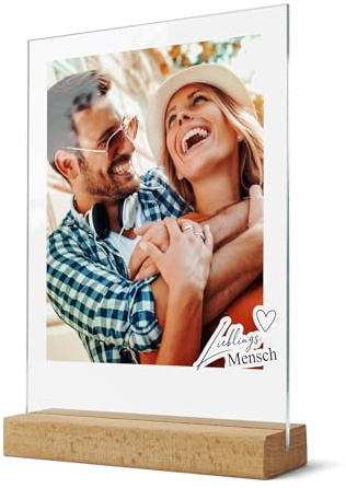 CHRISCK design Lieblingsmensch Bild mit eigenem Foto - personalisierte Geschenke für Freundin Freund Familie & Paare - Wandbild Fotogeschenk zum Geburtstag für Frauen & Männer