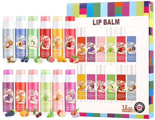 12 Stück Magischer Temperatur Farbwechsel Lippenpflegestift - Feuchtigkeitsspendende Lippenbalsam Set, Intensive Lippenpflege mit Farbe - Reduzieren Lippenfältchen für Trocken & Rissige Lippen