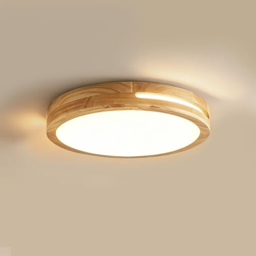 MELAYR Holz Deckenlampe 30W 3600lm warmweiß 3000K Natürliche | LED Deckenleuchte Moderne CRI≥80 Ceiling Light für Schlafzimmer Wohnzimmer Flur Studie Küche und Esszimmer Ø30cm 4773662