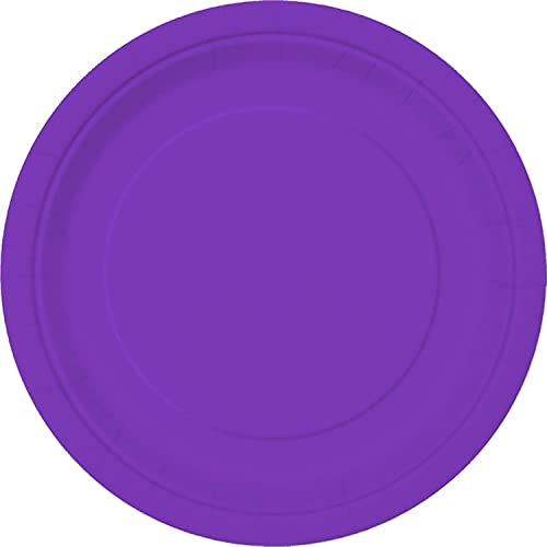 Unique Party- Paquete de 16 platos de papel, Color morado neón, 23 cm (99165)