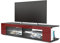 Vladon Buffet Bas Movie, Meuble TV avec 4 Compartiments Ouverts et placages décoratifs, Noir Mat/Bordeaux Haute Brillance, éclairage LED Blanc Inclus (134 x 29 x 39 cm)