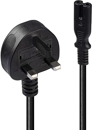 LINDY 1 m Mains Power Cable UK 3 Pin Plug to IEC C7 Power Cable - Black
