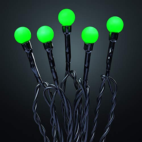 Hellum Kugel Lichterkette mit Timer, LED Lichterkette innen mit 20 grüne LED Kugeln, Partybeleuchtung beleuchtet 190cm, Batteriebetrieben indoor für Party, Gerten, Weihnachten Dekoration, 521214
