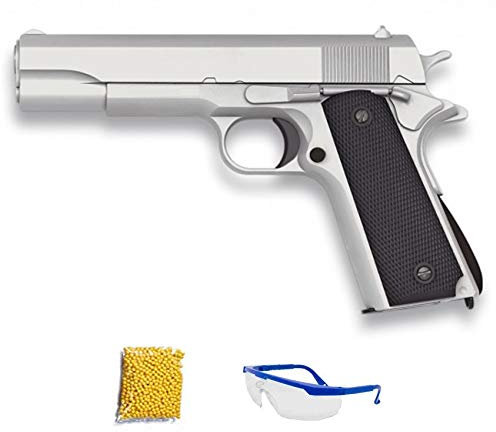 Golden Eagle 1911 Argent GE3003.- Pistolet Airsoft Calibre 6 mm (Arme à air comprimé à Billes en Plastique ou PVC). Système : Ressort. [Puissance : 0,43 Joules]
