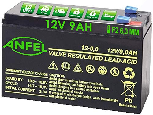Batteria Lead Acid AGM al Piombo Ricaricabile 12V 9Ah VRLA Faston F2 Per allarmi antifurti, sistemi di sicurezza, Batterie di ricambio per UPS USV, Solar, Solarpanel