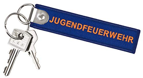 PACOTEX JUGENDFEUERWEHR Schlüsselanhänger blau 120x27mm mit verstärktem Schlüsselring