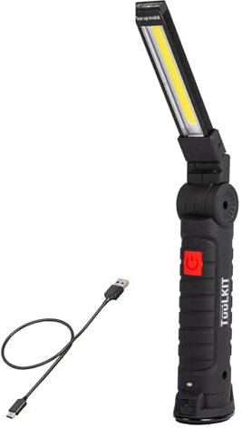 TUULKIT Rechargeable Torch - Magnetic Torch - Rechargeable Work Light - 5 Light Modes - LED Super Bright with Hands Free Hook & Magnetic Base - 360° Rotation Flashlight (Large)