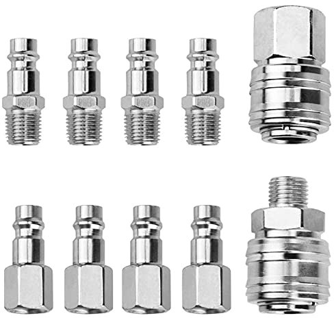 Oumuik, kit di 10 raccordi per compressore per tubo dell'aria BSP, 1/4