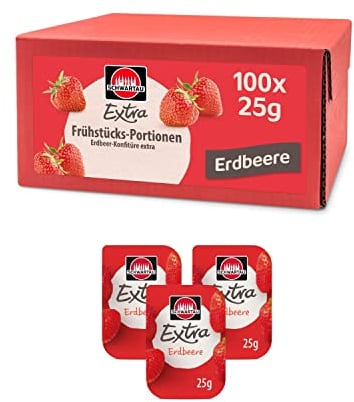 Schwartau Extra Erdbeere Portionen, Konfitüre Portionsschalen, Großpackung, 100x25g