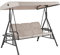 LIVIVO Florence 3 Seater Swing Chair With Canopy Hammock Parasol With Powder Coated Steel Frame, Padded Seated Cushions With Arm Rest, Side Tables Suited For Garden, Balcony, Terrace, Patio (Beige)