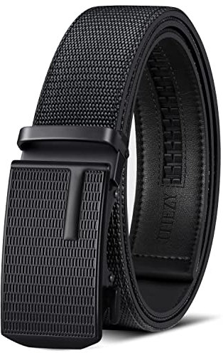 ITIEZY Herren Gürtel, Gürtel Nylon Ratsche Automatikschließe Business Anzug Gürtel für Männer 35mm Breit Ledergürtel 2 Stücke,Größe Angepasst