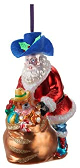 Gift Company - Christbaumschmuck, Hänger - Cowboy Santa mit Geschenken - Glas, Polyresin - Mehrfarbig - 6,5x15x10cm