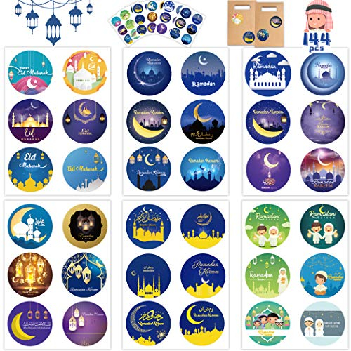 RMMD Eid Mubarak Aufkleber, Ramadan-Aufkleber, 24 Blatt, Ramadan-Kareem-Aufkleber, Laterne, Neuheit, Quran-Geschenke, Heilige Kaaba, Koran, Ramadan-Aufkleber für Ramadan, Mubarak, Partyzubehör,