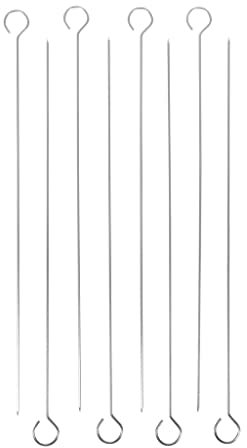 RUECAB - Brochettes pour barbecue, Brochettes - Lot de 8 brochettes longues en INOX pour barbecue - Longueur : 41cm - Epaisseur de l'inox : 2,5mm - Accessoires barbecue, brochettes polyvalentes