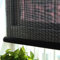 Schwarz Bambus-Rollo Raffrollo,Bambusrollo mit Seitenzug,Atmungsaktiv Holzrollo Jalousie,Vorhang,Lichtfilter-Rollo,Verdunkelungsrollos,Sichtschutz,für Außen/Garten/Terrasse (W120xH140cm/47x55in)