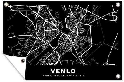 MuchoWow Outdoor-Poster Poster Wanddeko draußen Deko Garten Gartenposter 60x40 cm Karte - Venlo - Schwarz