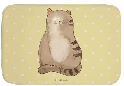 Mr. & Mrs. Panda Duschvorleger Katze Sitzen - Geschenk, Lebensinhalt, Badematte, Katzenaccessoires, Katzenmotiv, Duschteppich, Teppich Badezimmer,