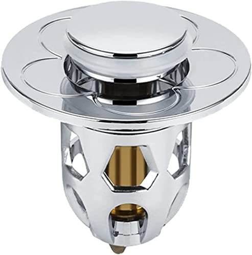 Audinpu drainstrainer Bouchon Universel de Fuite de tête d'eau de lavabo, Filtre de vidange d'évier de Noyau intérieur en Laiton, Bouchon de Fuite pressé par Noyau rebondissant(Silver)