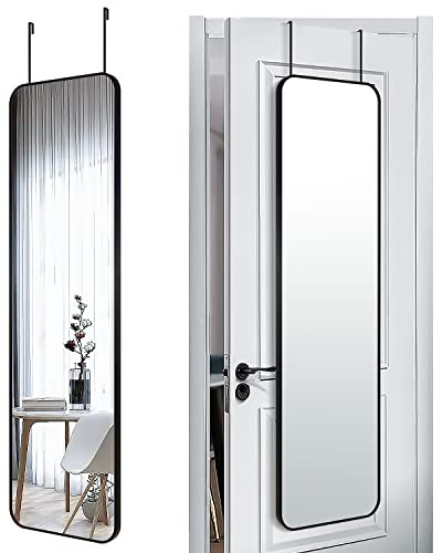 SCWF-GZ 47x14 Mirror Rectangle Full Body Length Door Hanging Wall Mounted Metal Aluminum Alloy Frame Dressing Make-up Mirrors for Entryway Bedroom Bathroom Living Room 47 14 inch Black