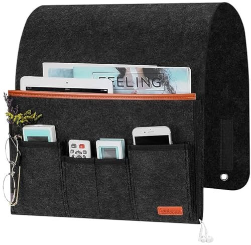 VOANZO Filz-Nachttisch-Aufbewahrung, hängende Sofa-Armlehnen-Organizer mit 5 Taschen für Zeitschriften, Tablets, Handys, Bücher und Stifte