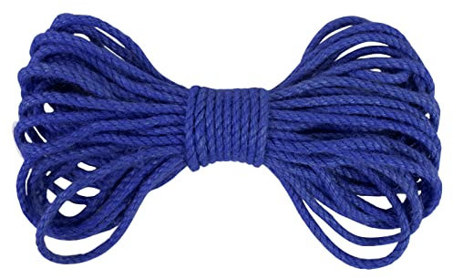 LEREATI Spago Juta 5mm x 10m Naturale Corda Canapa Spago Grosso Colorato Corda Iuta, Spago per Decorazioni, Tiragraffi per Gatti, Orto, Giardinaggio, Artigianato Fai da Te (Blu Reale)