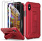 ORETECH Designed for iPhone XS Max Case, and [2 x Tempered Glass Screen Protectors] [Heavy Duty Protection] [Kickstand & Phone Holder] Full Body Shockproof Protective Cover for iPhone Xs Max 6.5- Red